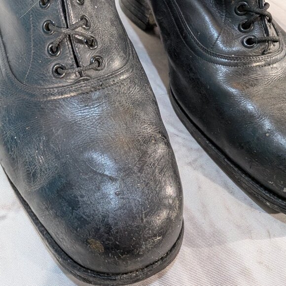 Vintage Black Leather Lace-Up Ankle Boots US Size 8.5/9 - Picture 4 of 12